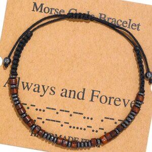 "ALWAYS & FOREVER" Morse Code Bracelets w/Adjustable String Inspirational